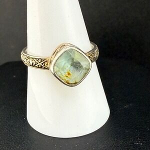 Silpada Ring Green Stone Filigree Etched 925 Sterling Silver Size 9